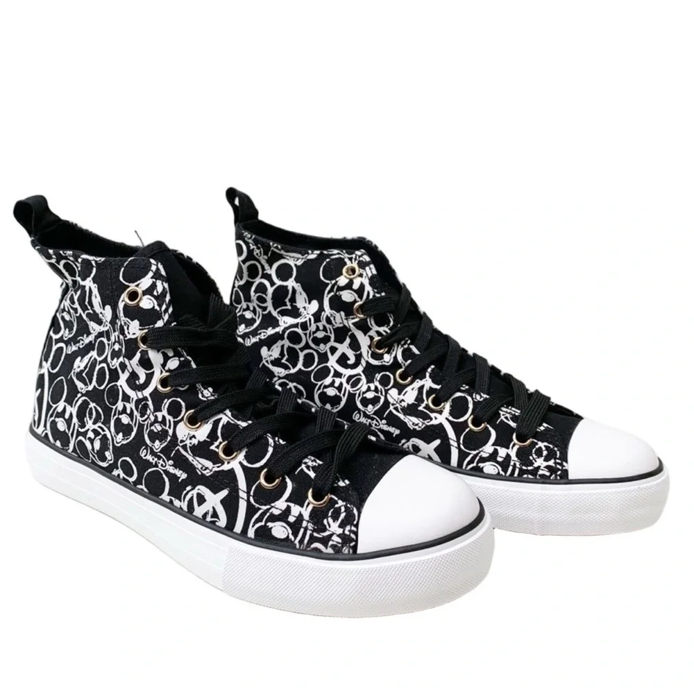 Mickey Mouse Black & White High-Top Sneakers Size 7